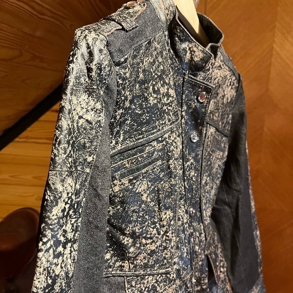 H&D Distressed Genuine Leather/Denim Jacket - Picture 4 of 15